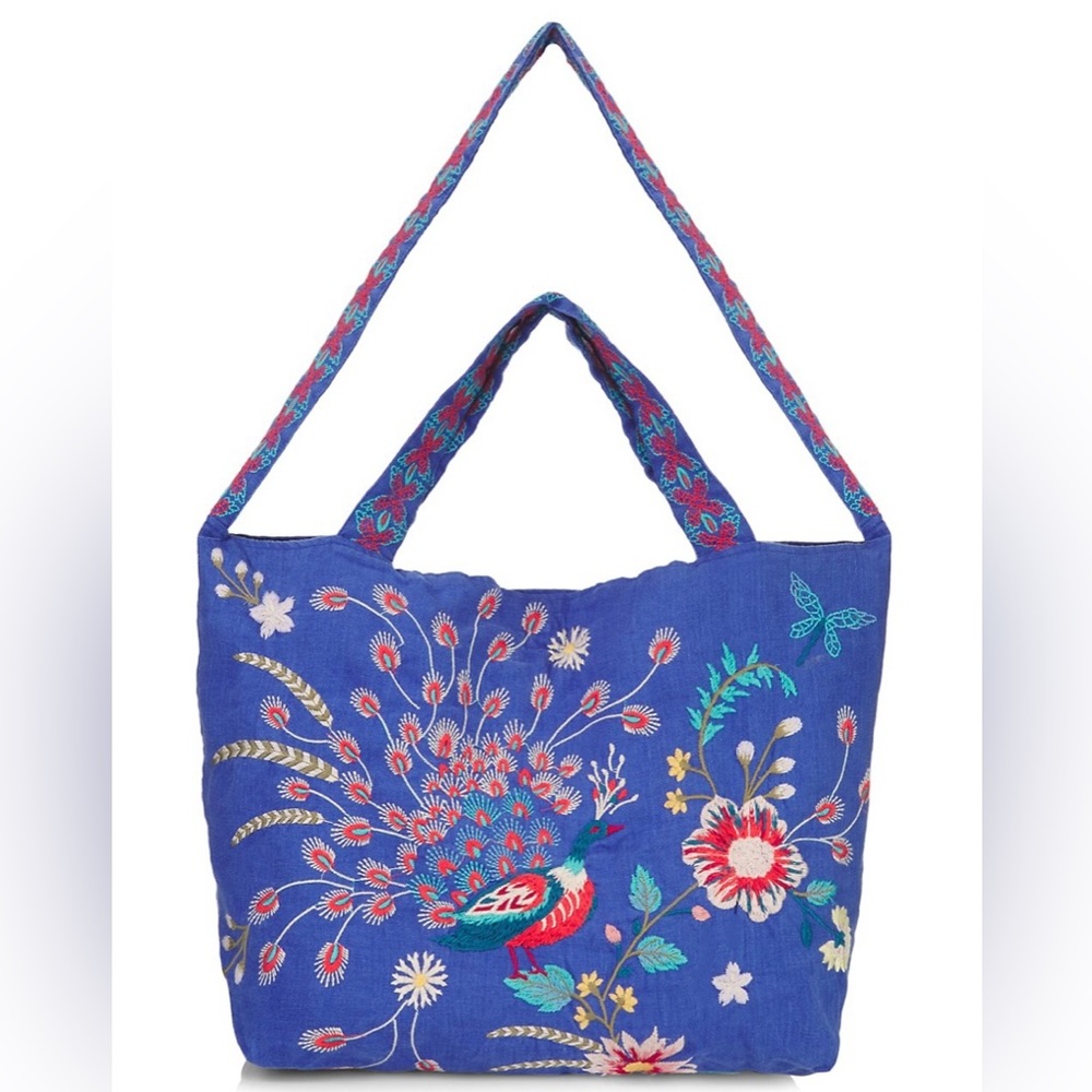 🌟HP🌟Johnny Was Grace Embroidered Linen Tote Bag